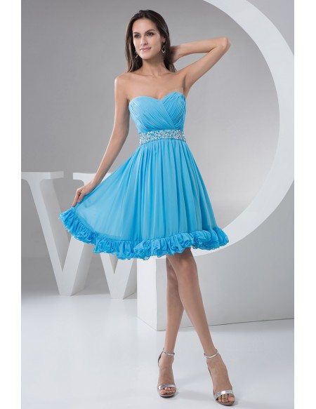 A-line Sweetheart Knee-length Chiffon Homecoming Dress With Beading # ...