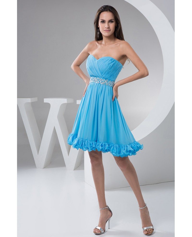 A-line Sweetheart Knee-length Chiffon Homecoming Dress With Beading # ...