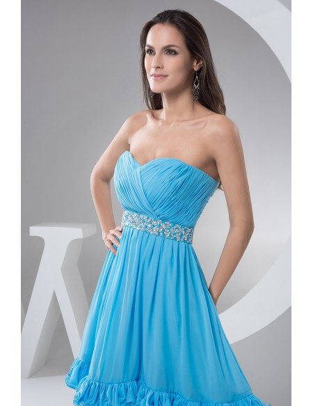 A-line Sweetheart Knee-length Chiffon Homecoming Dress With Beading # 