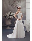Ball-gown One-shoulder Sweep Train Satin Wedding Dress