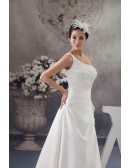 Ball-gown One-shoulder Sweep Train Satin Wedding Dress