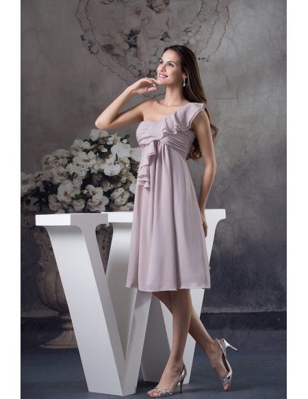 A-line One-shoulder Knee-length Chiffon Bridesmaid Dress