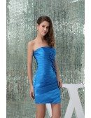 Sheath Strapless Short Satin Cocktail Dress
