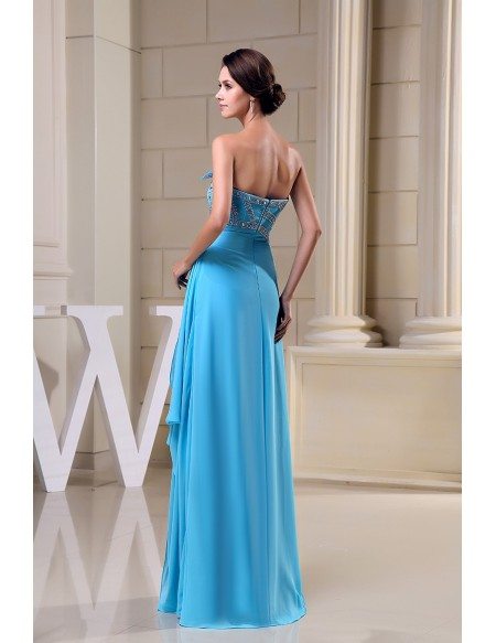 A-line Strapless Floor-length Chiffon Prom Dress With Beading #OP5026 ...