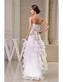 Sheath Sweetheart Asymmetrical Satin Tulle Wedding  Dress With Cascading Ruffle