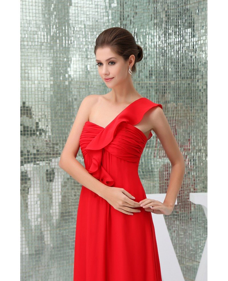 A-line One-shoulder Ankle-length Chiffon Bridesmaid Dress #OP536 $119 ...