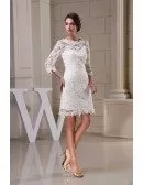 A-line High Neck Short Lace Wedding Dress