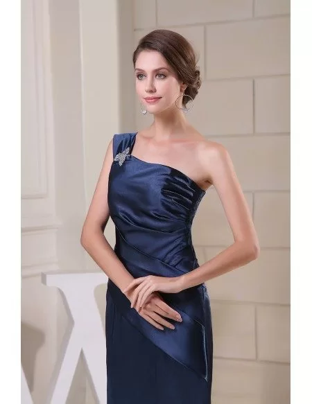 Sheath One-shoulder Ankle-length Satin Evening Dress