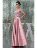 A-line Strapless Floor-length Satin Mother of the Bride Dress