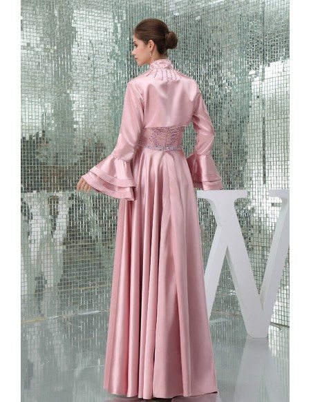 A-line Strapless Floor-length Satin Mother of the Bride Dress