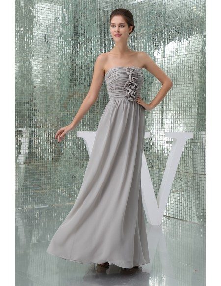 A-line Strapless Floor-length Chiffon Bridesmaid Dress #OP5055 $129 ...
