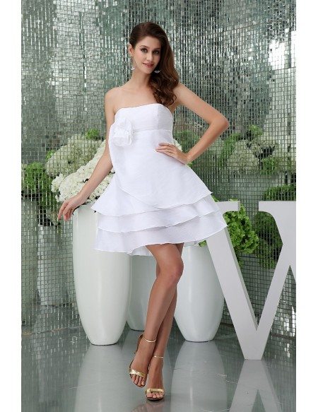 A-line Strapless Short Tulle Homecoming Dress