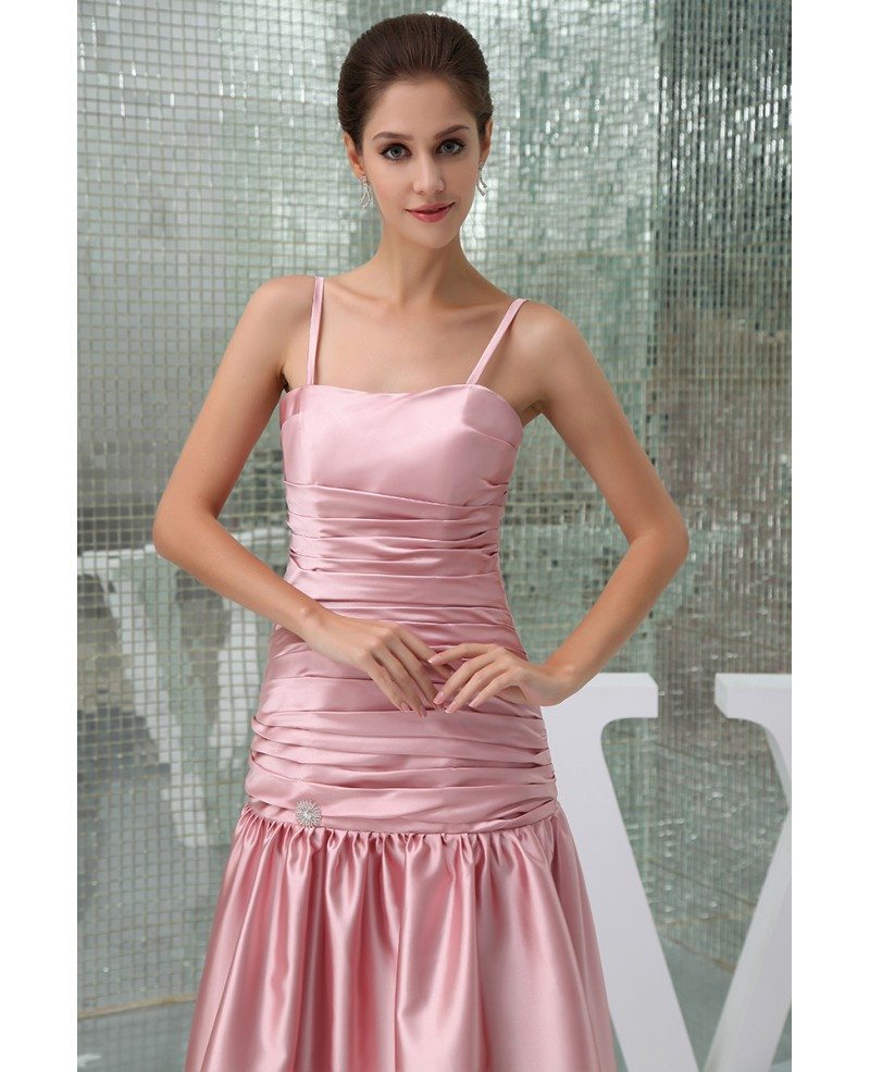 Sheath Strapless Asymmetrical Satin Evening Dress With Ruffle #OP5060 ...