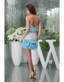 Sheath Sweetheart Short Tulle Prom Dress With Beading