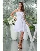 A-line Strapless Short Chiffon Wedding Dress With Flowers