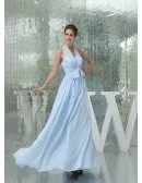 A-line Halter Floor-length Chiffon Bridesmaid Dress