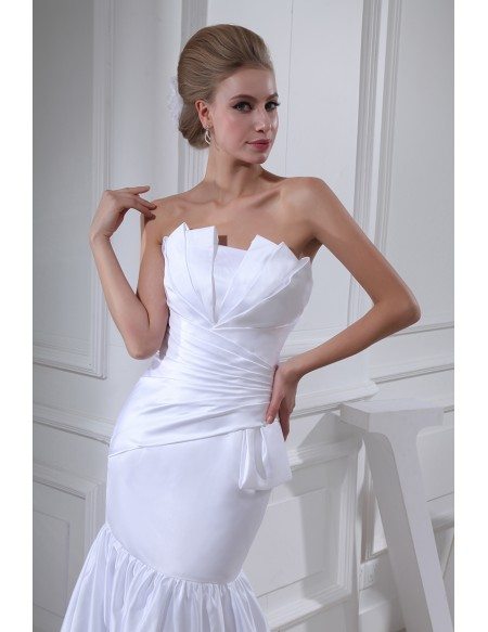 Mermaid Strapless Sweep Train Satin Wedding Dress With Ruffle #OP5082 ...