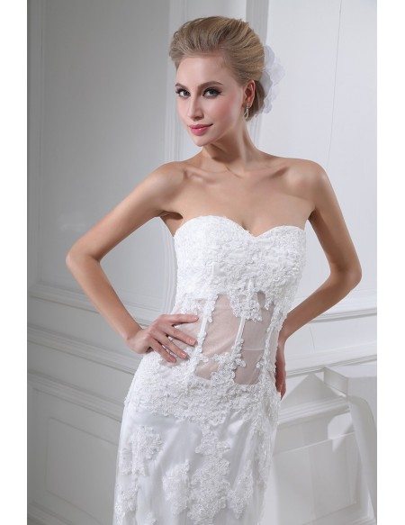 Mermaid Sweetheart Sweep Train Lace Wedding Dress #OP5083 $215 ...