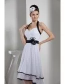 A-line Halter Knee-length Chiffon Wedding Dress