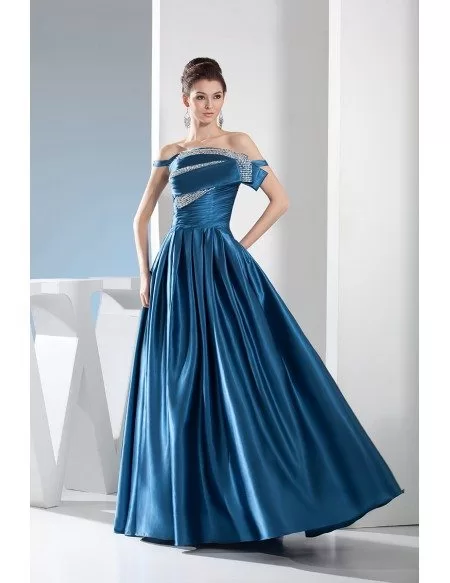A-line Off-the-shoulder Floor-length Satin Evening Dress #OP4653 $164.3 ...