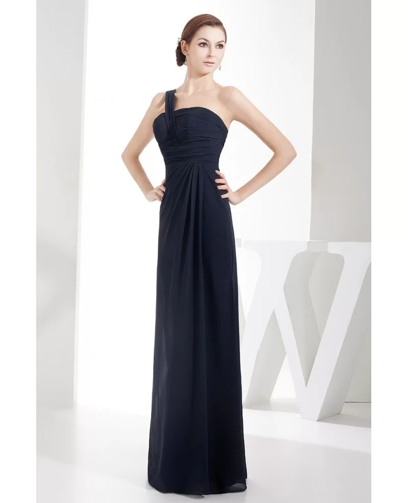 Sheath One-shoulder Floor-length Chiffon Bridesmaid Dress #OP4672 $119 ...