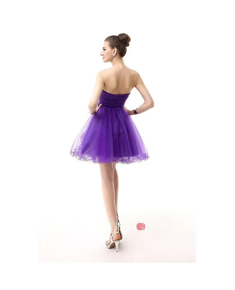 A Line Sweetheart Short Tulle Prom Dress With Beading Yh0059 127