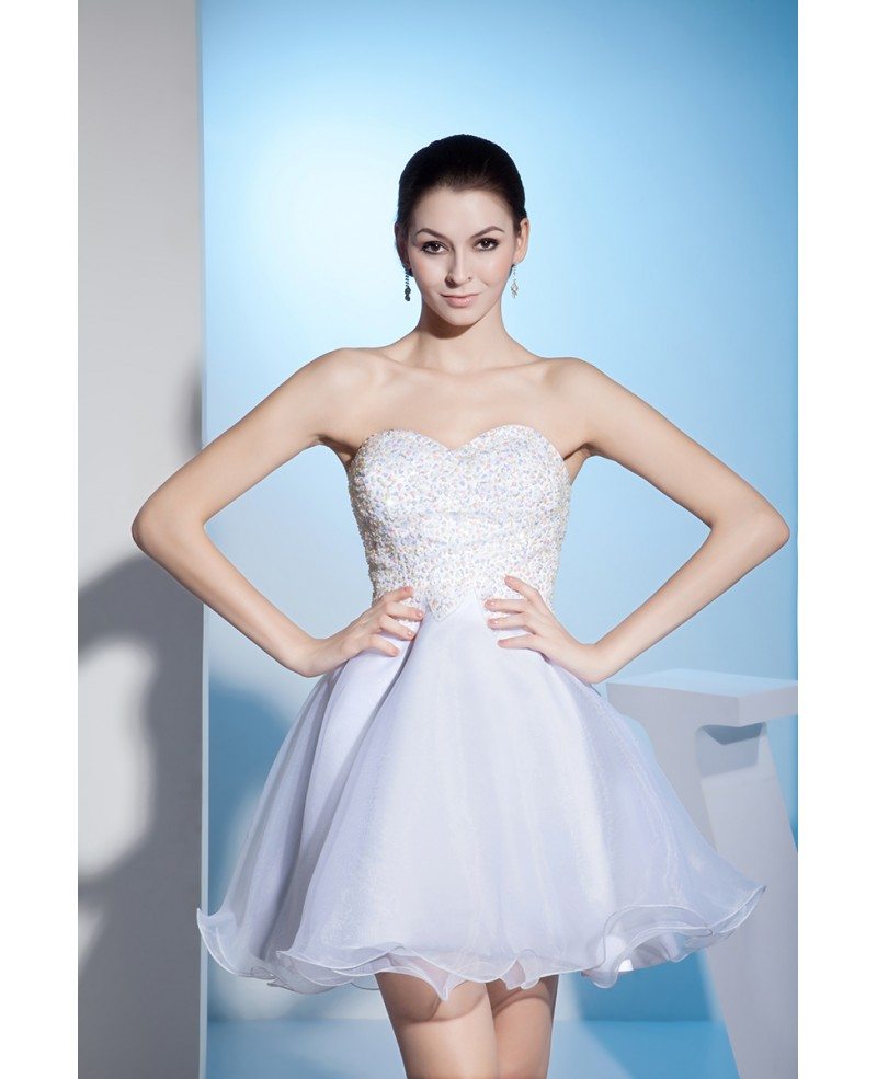A-line Sweetheart Short Tulle Homecoming Dress With Beading #OP4699 ...