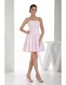 A-line Strapless Short Satin Homecoming Dress