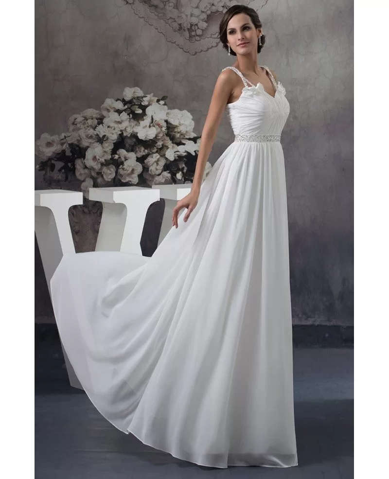 A-line Sweetheart Floor-length Chiffon Wedding Dress With Beading # ...