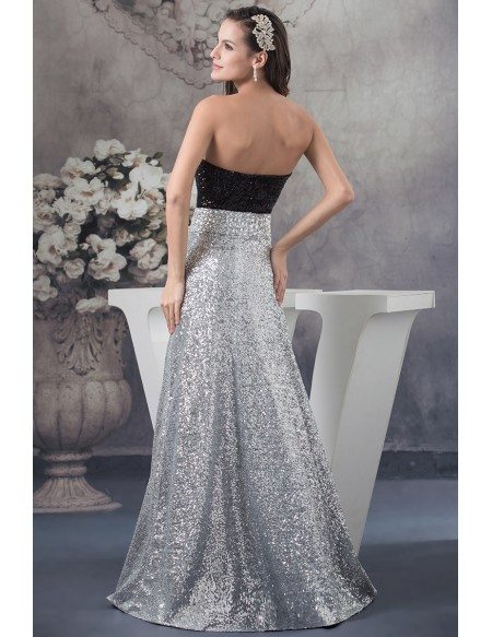 Detachable A-line Sweetheart Asymmetrical Sequined Prom Dress