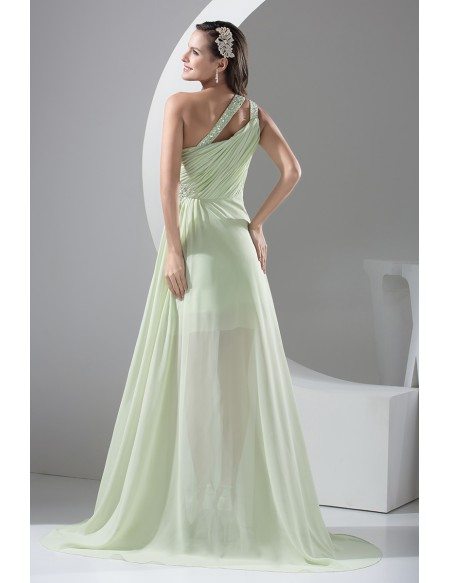 A-line One-shoulder Asymmetrical Chiffon Prom Dress With Beading