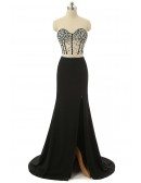 A-line Sweet-heart Sweep-train Asymmetrical Prom Dress with Beading