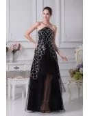 Unique Butterfly Pattern Black and White Tulle Party Dress with Beading