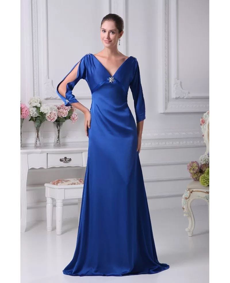 Off the Shoulder Royal Blue Long Prom Dress with Side Slit – Dreamdressy