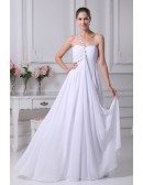 Plain White Pleated Chiffon Bridal Dress with One Beaded Strap
