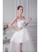 Beautiful Satin Tulle Lace Short Wedding Dress in Strapless