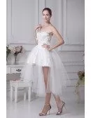 Beautiful Satin Tulle Lace Short Wedding Dress in Strapless