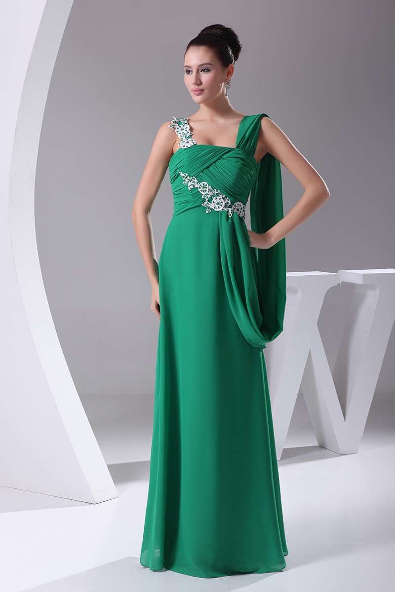 Hunter Green Long Slim Chiffon Evening Dress with Lace Beading #OP4265 ...