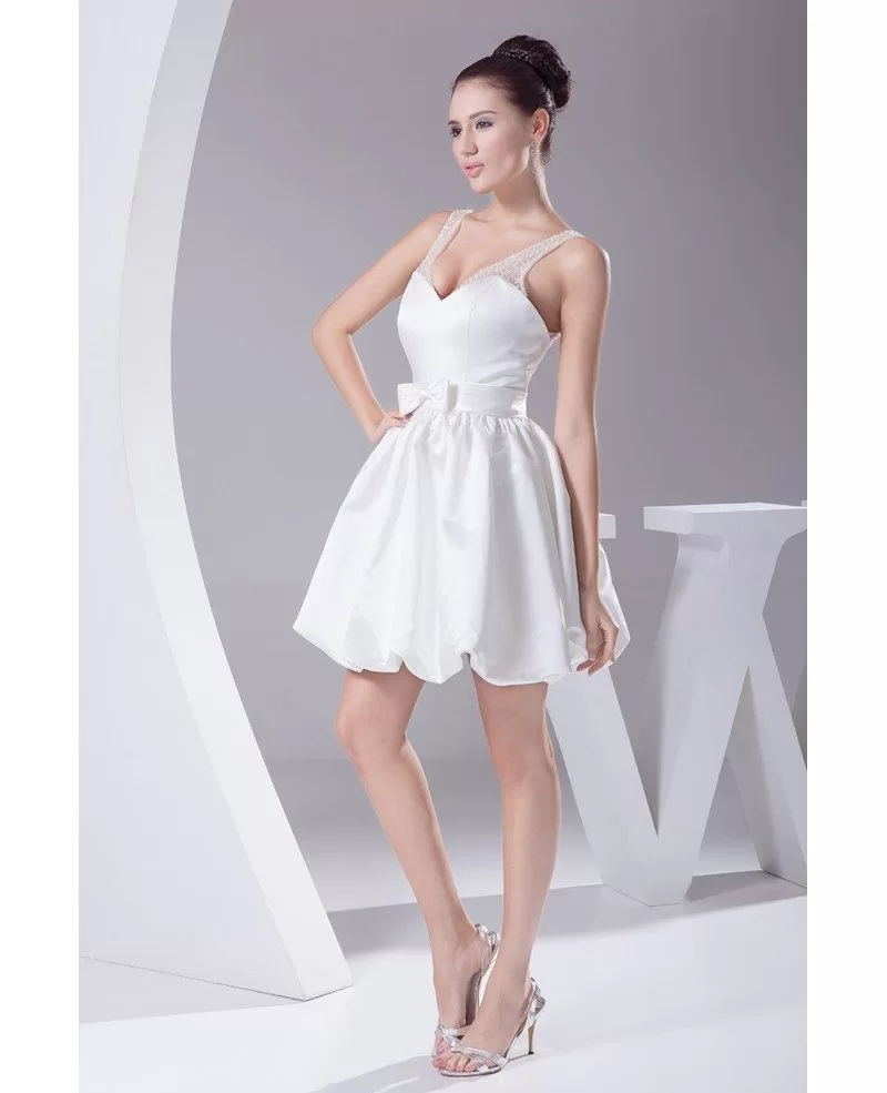 Simple Short Wedding Dresses Sweetheart Backless White Taffeta Style ...