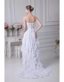 Strapless Sweetheart Embroidery Beaded Cascading Bridal Dress with Train