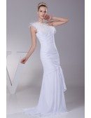 Different One Shoulder Tight Wedding Dress with Feathers