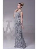 Unique Silver One Shoulder Sequined Formal Dress in Floor Length