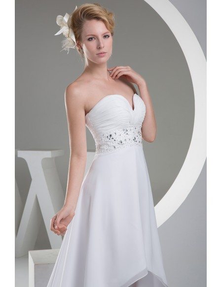 A-line Sweetheart Asymmetrical Chiffon Wedding Dress With Beading # ...