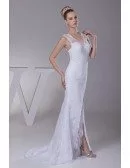 Split Front All Lace Sexy Tight Fit and Flare Wedding Dress with Sweetheart Neckline