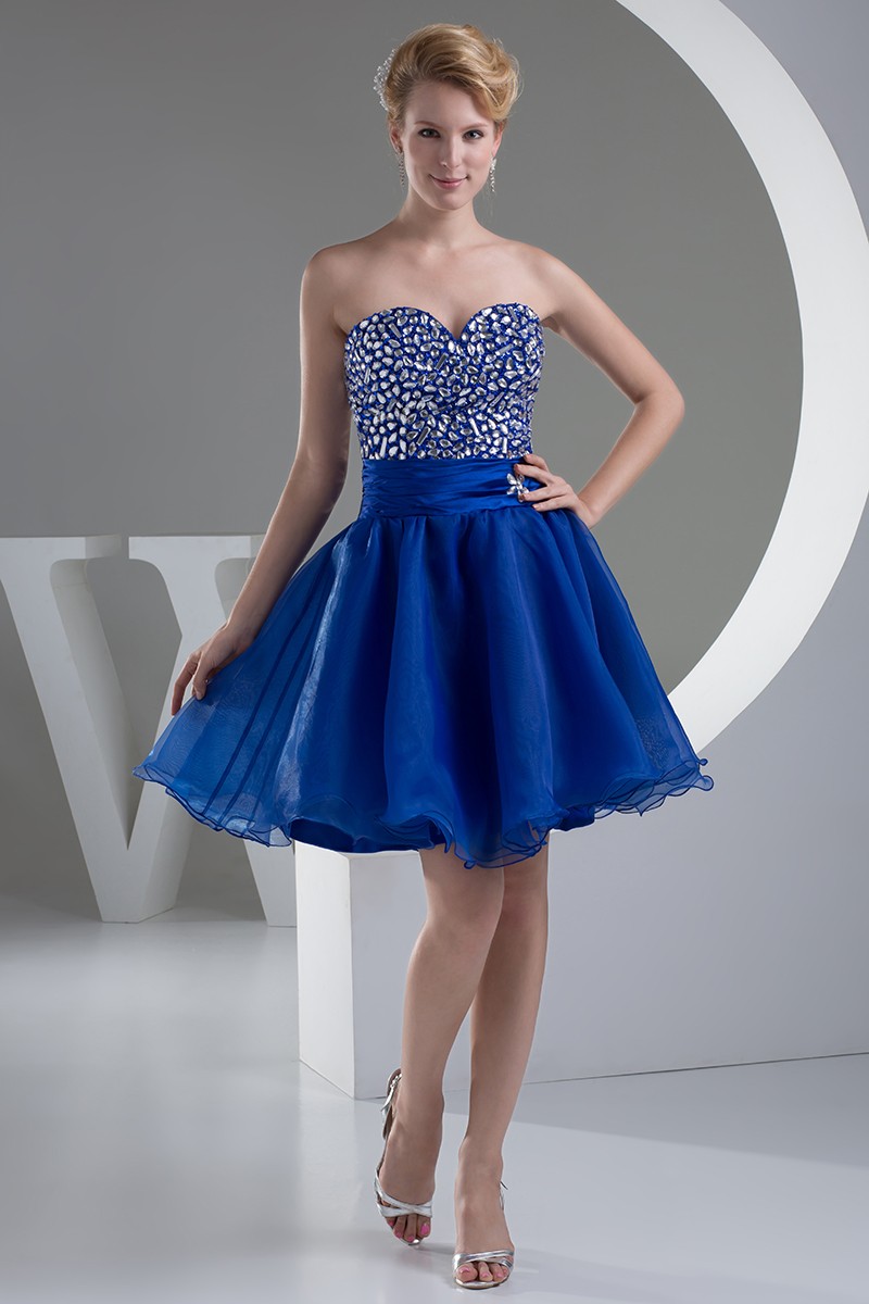 Short Sleeve Midi Tulle A - Line Regular Prom Dress ses2650