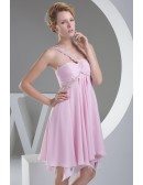 A-line One-shoulder Short Chiffon Homecoming Dress With Beading