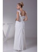Simple Ruffled One Shoulder Chiffon Long Bridal Dress with Split Front