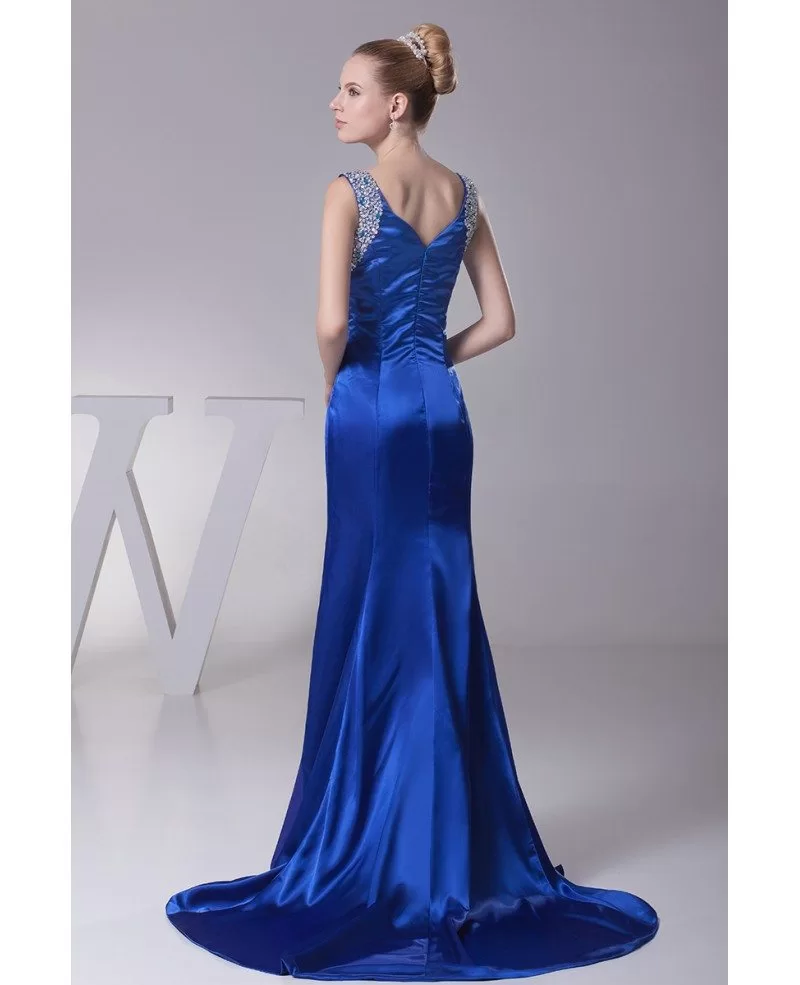 Sexy Sweetheart Neck Royal Blue Beading Prom Dress With Split Front Op4296 2069 