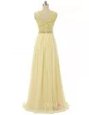A-line V-neck Sweep-train Prom Dress with Lace Beading