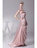 Lovely Pink Split Front Prom Dress with One Shoulder Beaded Strap